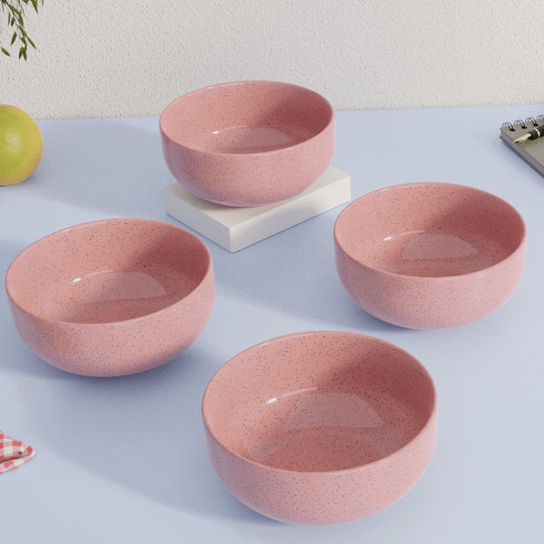 Solid Pink Ceramic Bowl Set Of 4 - The Earth Store - Bowl